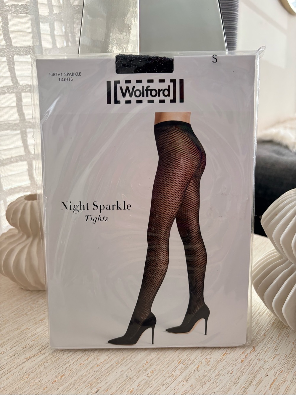NWT Wolford Night Sparkle Tights Black/Silver Size S